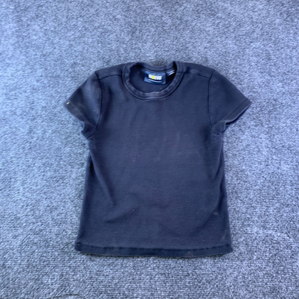 Maeve By Anthropologie Baby Tee Shirt Womens XS Black Ribbed Knit Cropped Casual